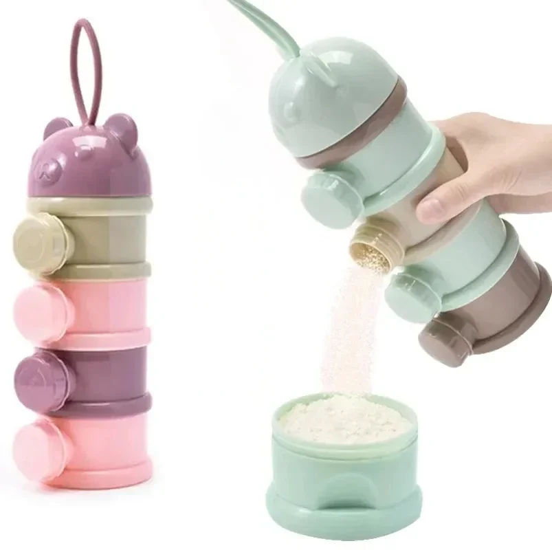Food Snacks For 1 Year Old - Melkpoederdoos 4-laags beerstijl Draagbare meerdere openingen