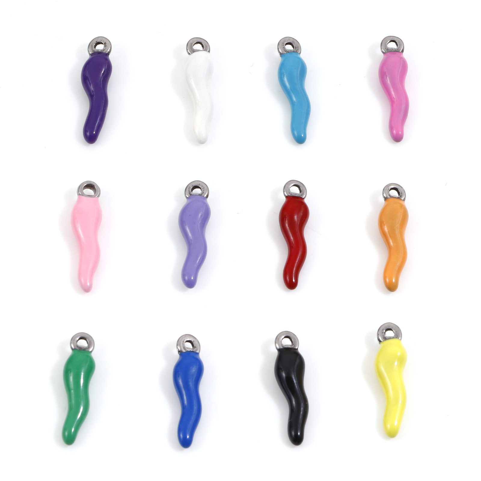 Foods X - 2Pcs Nieuwe Rvs Charms Multicolor Chili