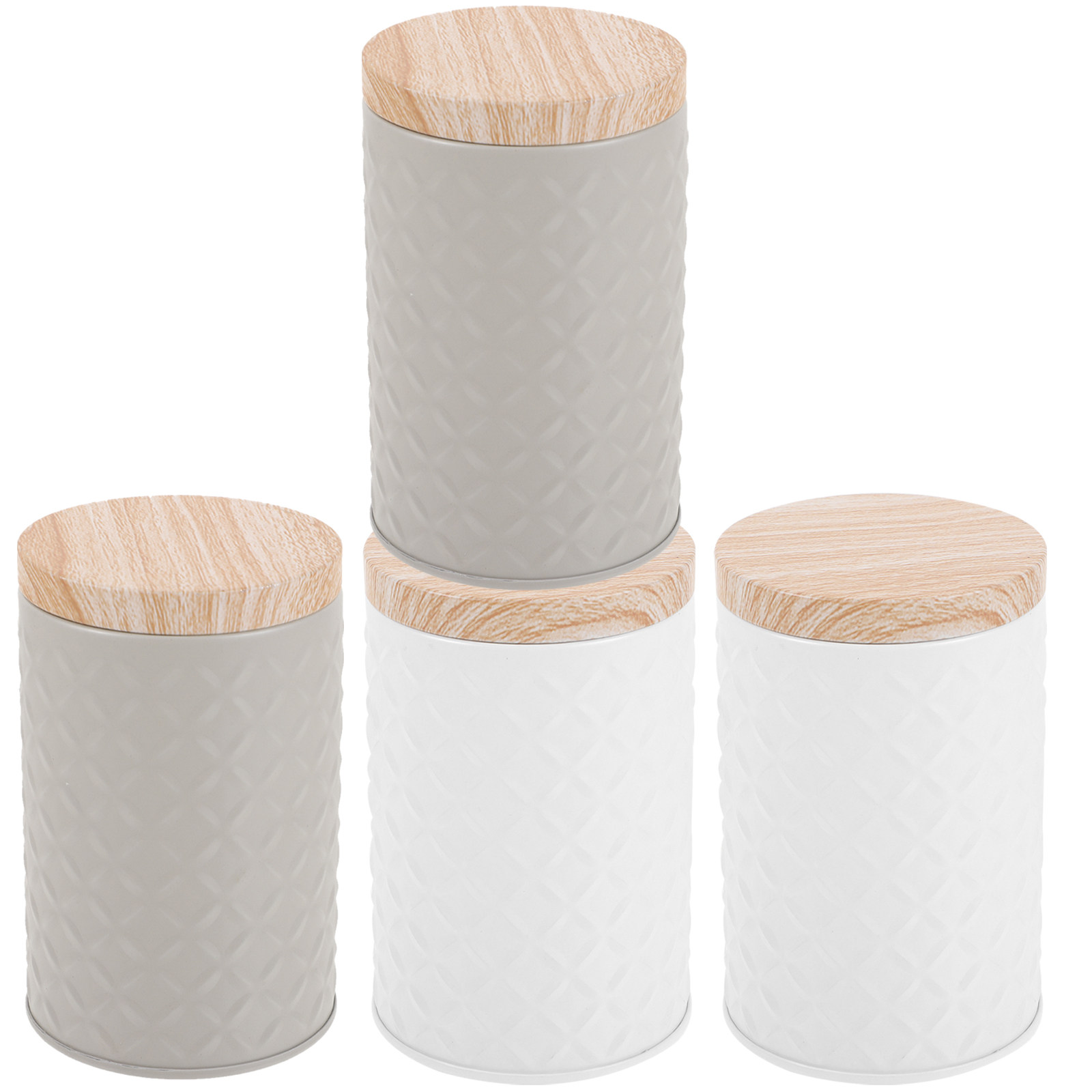 Food Snacks Options - 4-delige voedselopslagorganizer, snackopbergdoos, vier kleuropties, houtnerfdesign,