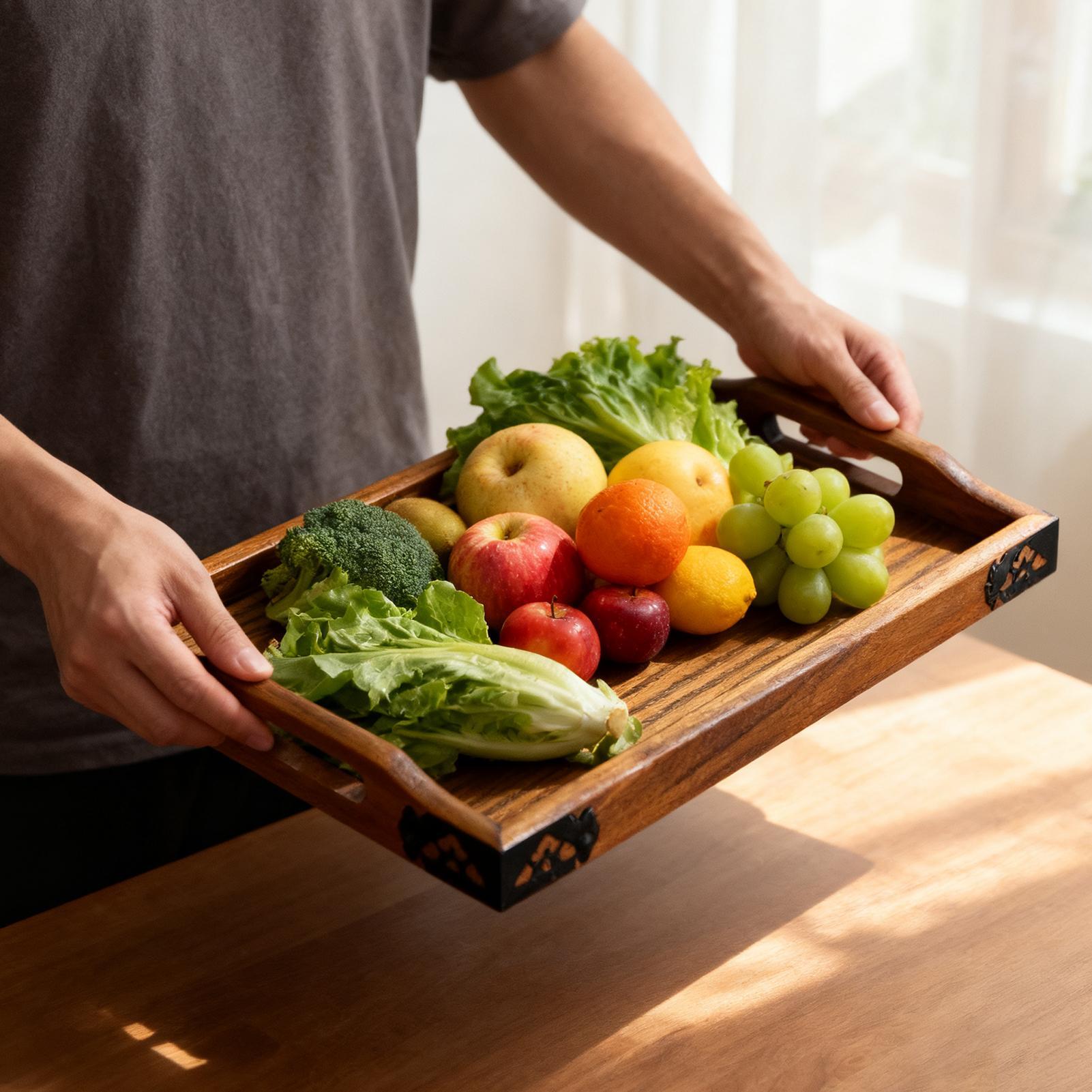 Houten dienblad met handgrepen - Food Platter Snacks recensie en prijs